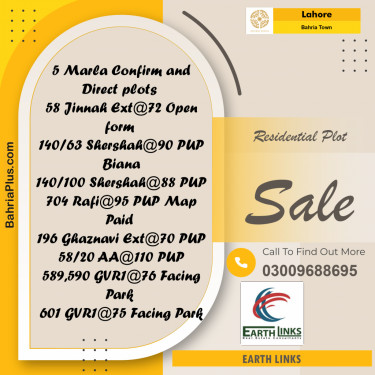 Residential Plot for Sale in Bahria Town, Lahore - (BP-156559)