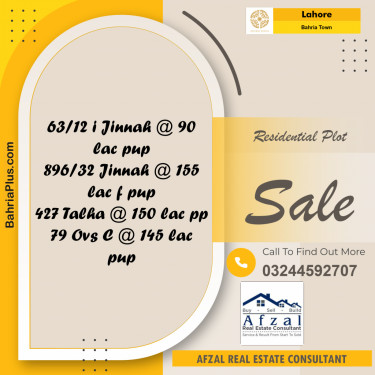 Residential Plot for Sale in Bahria Town, Lahore - (BP-156562)