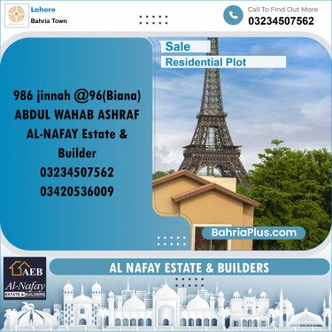 Residential Plot for Sale in Sector E - Jinnah Block -  Bahria Town, Lahore - (BP-156569)