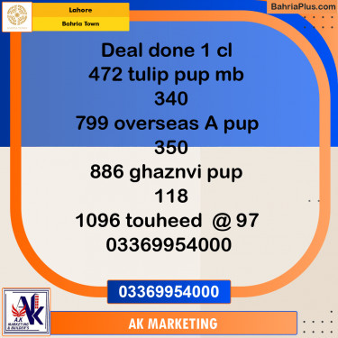 Residential Plot for Sale in Sector C - Tulip Block -  Bahria Town, Lahore - (BP-156571)