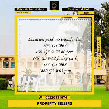Residential Plot for Sale in Phase 4 - G5 Block -  Bahria Orchard, Lahore - (BP-156572)