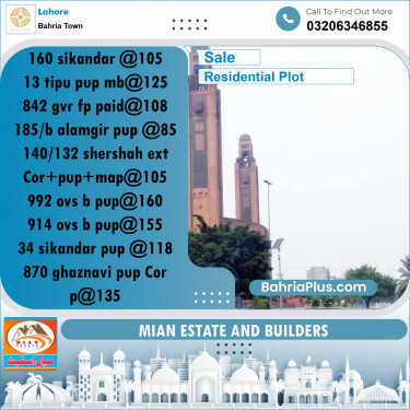 Residential Plot for Sale in Bahria Town, Lahore - (BP-156577)
