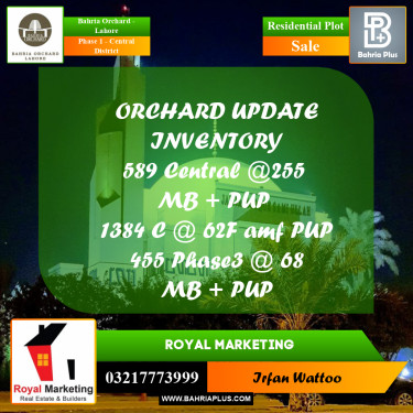 Residential Plot for Sale in Phase 1 - Central District -  Bahria Orchard, Lahore - (BP-156592)