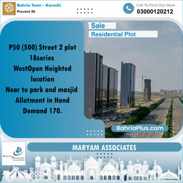 Residential Plot for Sale in Precinct 50 -  Bahria Town, Karachi - (BP-156697)