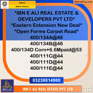 Residential Plot for Sale in Bahria Orchard, Lahore - (BP-156701)