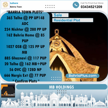 Residential Plot for Sale in Sector F - Talha Block -  Bahria Town, Lahore - (BP-156711)