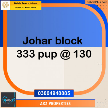 Residential Plot for Sale in Sector E - Johar Block -  Bahria Town, Lahore - (BP-156888)