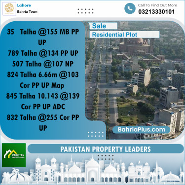 Residential Plot for Sale in Bahria Town, Lahore - (BP-156950)