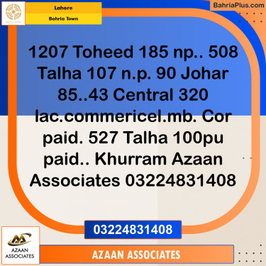Residential Plot for Sale in Sector F - Tauheed Block -  Bahria Town, Lahore - (BP-156987)
