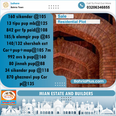 Residential Plot for Sale in Bahria Town, Lahore - (BP-157141)