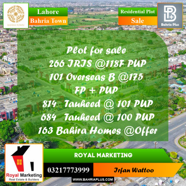 Residential Plot for Sale in Bahria Town, Lahore - (BP-157149)