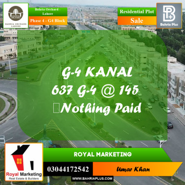 Residential Plot for Sale in Phase 4 - G4 Block -  Bahria Orchard, Lahore - (BP-157181)