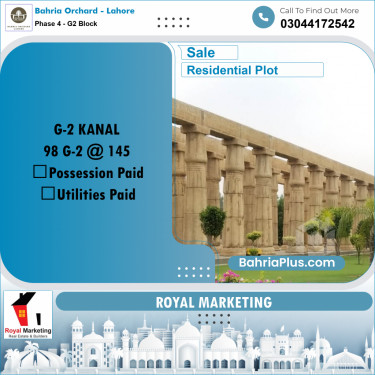 Residential Plot for Sale in Phase 4 - G2 Block -  Bahria Orchard, Lahore - (BP-157184)