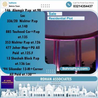 Residential Plot for Sale in Sector F - Alamgir Block -  Bahria Town, Lahore - (BP-157198)