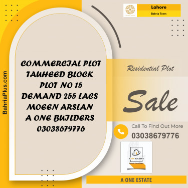 Residential Plot for Sale in Sector F - Tauheed Block -  Bahria Town, Lahore - (BP-157201)