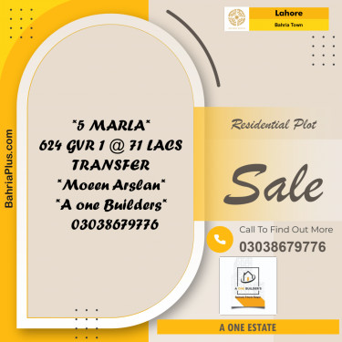 Residential Plot for Sale in Golf Phase 1 -  Bahria Town, Lahore - (BP-157206)