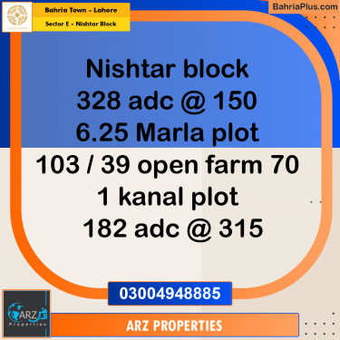 Residential Plot for Sale in Sector E - Nishtar Block -  Bahria Town, Lahore - (BP-157264)