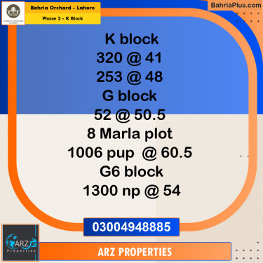 Residential Plot for Sale in Phase 2 - K Block -  Bahria Orchard, Lahore - (BP-157272)