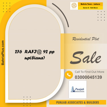 Residential Plot for Sale in Sector E - Rafi Block -  Bahria Town, Lahore - (BP-157273)