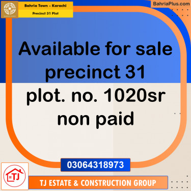 Residential Plot for Sale in Precinct 31 Plot -  Bahria Town, Karachi - (BP-157275)