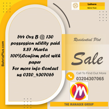 Residential Plot for Sale in Overseas B -  Bahria Town, Lahore - (BP-157277)