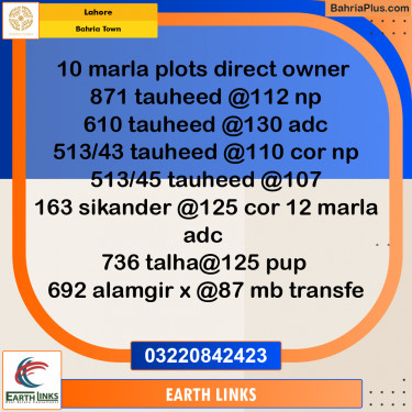 Residential Plot for Sale in Sector F - Tauheed Block -  Bahria Town, Lahore - (BP-157315)