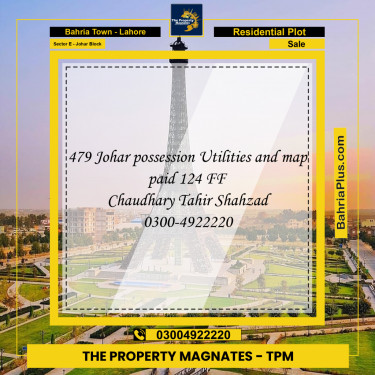 Residential Plot for Sale in Sector E - Johar Block -  Bahria Town, Lahore - (BP-157337)