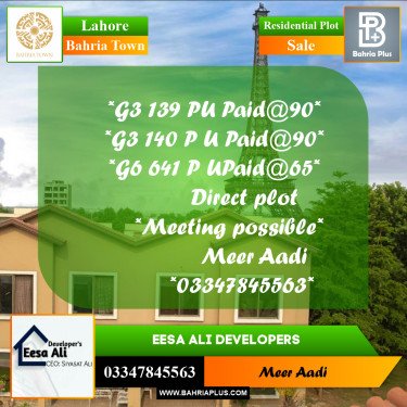 Residential Plot for Sale in Bahria Town, Lahore - (BP-157373)