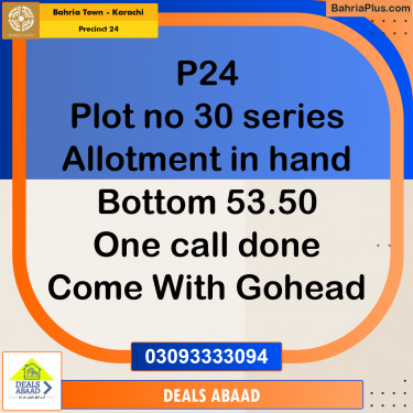 125 Sq. Yards Residential Plot for Sale in Precinct 24 -  Bahria Town, Karachi - (BP-157394)