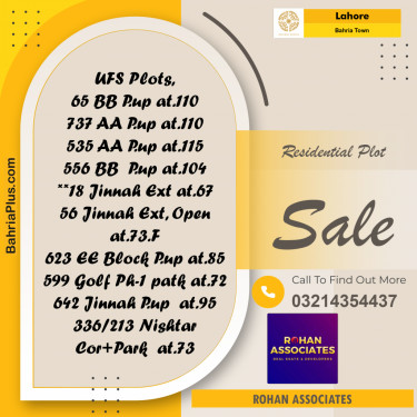 Residential Plot for Sale in Bahria Town, Lahore - (BP-157412)