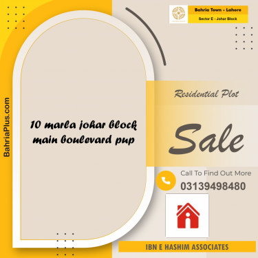 Residential Plot for Sale in Sector E - Johar Block -  Bahria Town, Lahore - (BP-157438)