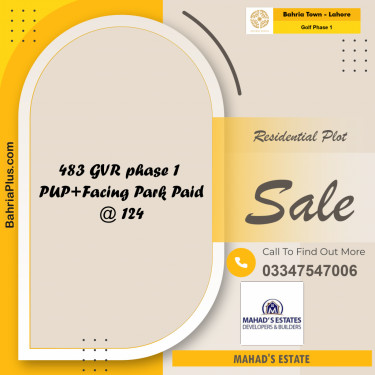 Residential Plot for Sale in Golf Phase 1 -  Bahria Town, Lahore - (BP-157456)