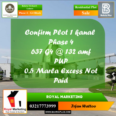 Residential Plot for Sale in Phase 4 - G4 Block -  Bahria Orchard, Lahore - (BP-157459)