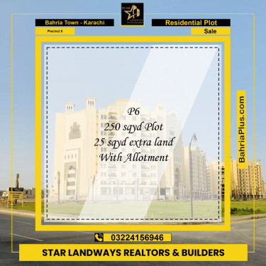 250 Sq. Yards Residential Plot for Sale in Precinct 6 -  Bahria Town, Karachi - (BP-157462)