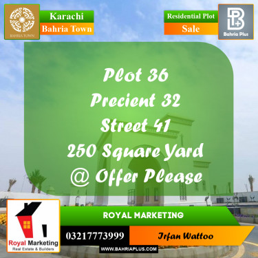 250 Sq. Yards Residential Plot for Sale in Precinct 32 -  Bahria Town, Karachi - (BP-157499)