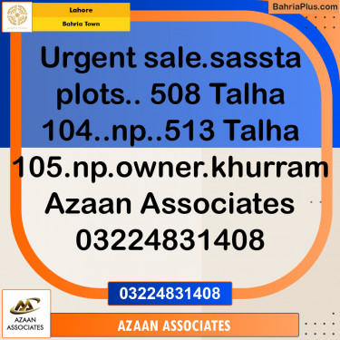 Residential Plot for Sale in Sector F - Talha Block -  Bahria Town, Lahore - (BP-157518)