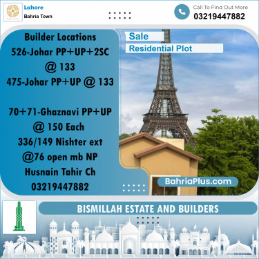 Residential Plot for Sale in Sector E - Johar Block -  Bahria Town, Lahore - (BP-157520)