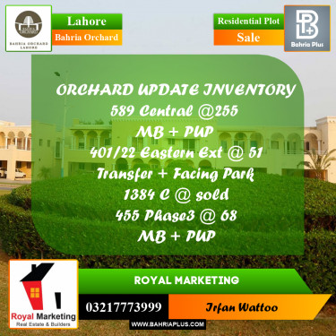 Residential Plot for Sale in Phase 1 - Central District -  Bahria Orchard, Lahore - (BP-157563)