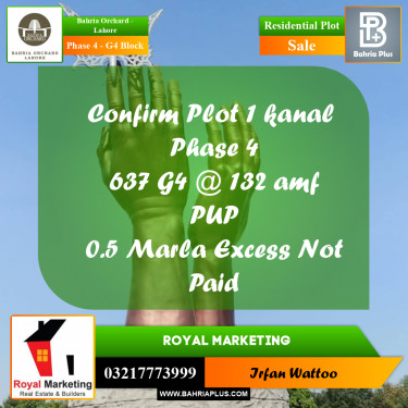 Residential Plot for Sale in Phase 4 - G4 Block -  Bahria Orchard, Lahore - (BP-157564)