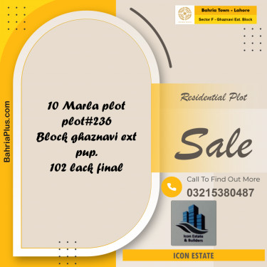 Residential Plot for Sale in Sector F - Ghaznavi Ext. Block -  Bahria Town, Lahore - (BP-157578)