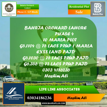 Residential Plot for Sale in Phase 4 - G5 Block -  Bahria Orchard, Lahore - (BP-157607)