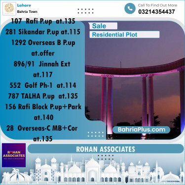 Residential Plot for Sale in Sector E - Rafi Block -  Bahria Town, Lahore - (BP-157612)