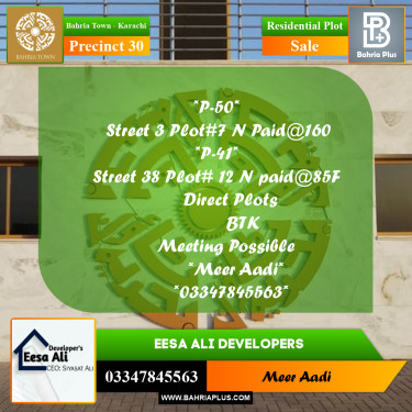 250 Sq. Yards Residential Plot for Sale in Precinct 30 -  Bahria Town, Karachi - (BP-157632)
