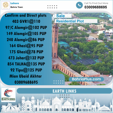Residential Plot for Sale in Bahria Town, Lahore - (BP-157635)