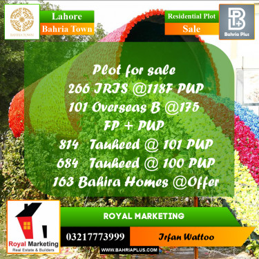 Residential Plot for Sale in Bahria Town, Lahore - (BP-157645)