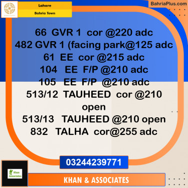 Residential Plot for Sale in Bahria Town, Lahore - (BP-157654)