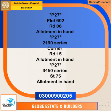 Residential Plot for Sale in Precinct 27 -  Bahria Town, Karachi - (BP-157667)