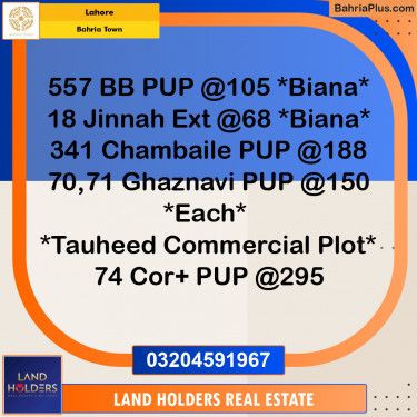 Residential Plot for Sale in Bahria Town, Lahore - (BP-157677)