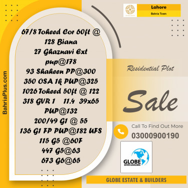 Residential Plot for Sale in Sector F - Tauheed Block -  Bahria Town, Lahore - (BP-157678)