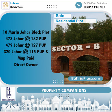 Residential Plot for Sale in Sector E - Johar Block -  Bahria Town, Lahore - (BP-157738)